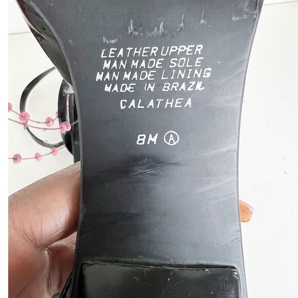 Enzo Angiolini Calathea Patent Leather Ankle Strap Block Heel Sandals Black 8 M - Picture 11 of 14